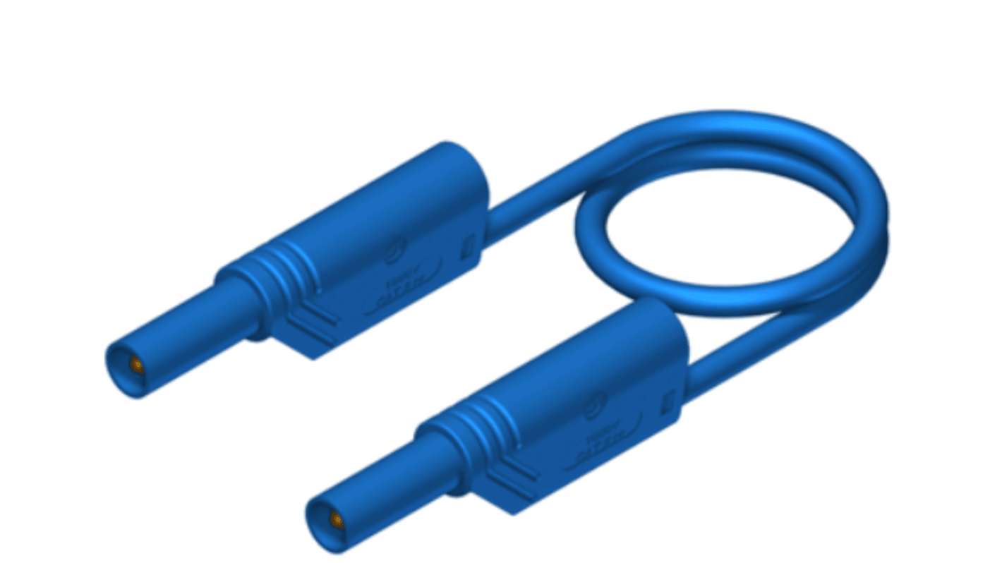 Hirschmann Messleitung 4mm Stecker / Stecker, Blau PVC-isoliert 250mm, 1000V ac/dc / 16A CAT II 1000V