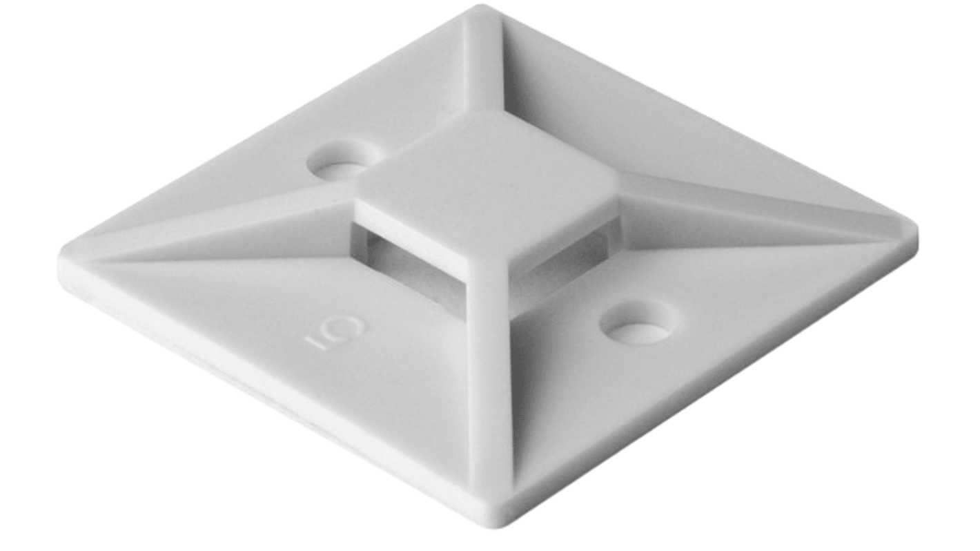 HellermannTyton White Cable Tie Mount 28 mm x 28mm, 5.4mm Max. Cable Tie Width