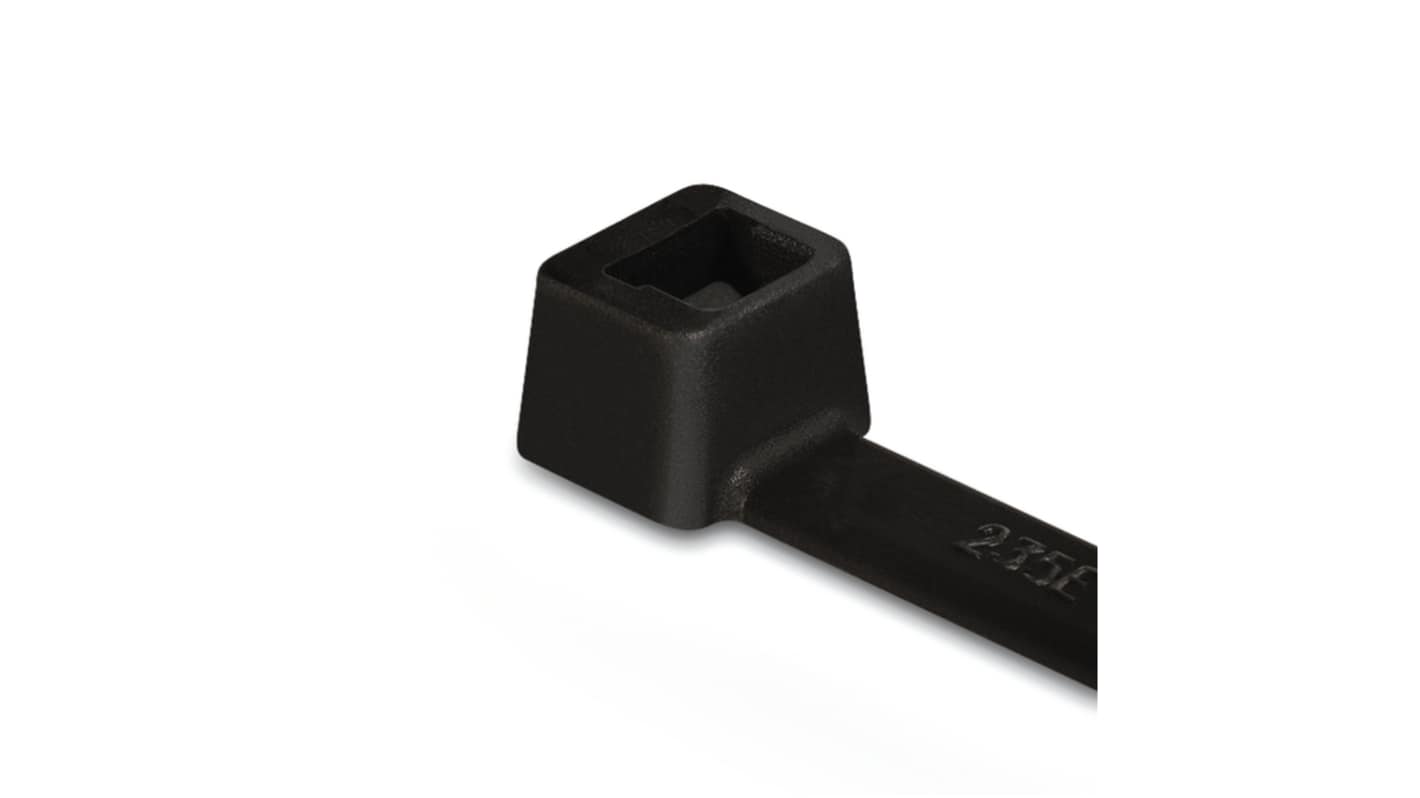 HellermannTyton Cable Tie, Inside Serrated, 365mm x 7.6 mm, Black Polyamide 6.6 (PA66), Pk-100
