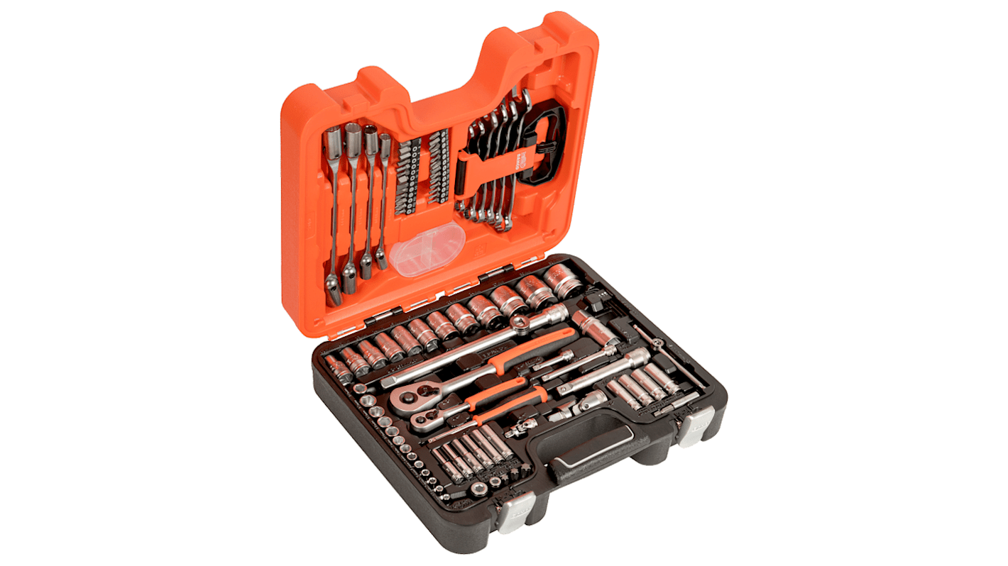 Bahco 91-Piece Metric 1/2 in; 1/4 in Deep Socket/Standard Socket/Spanner/Allen Key/Bit Set with Ratchet, 6 point; Hex