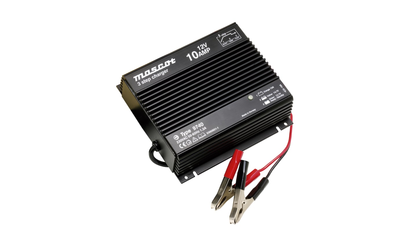 Cargador de batería de plomo ácido, salida 12V, 10A, 120W, enchufe Inglés