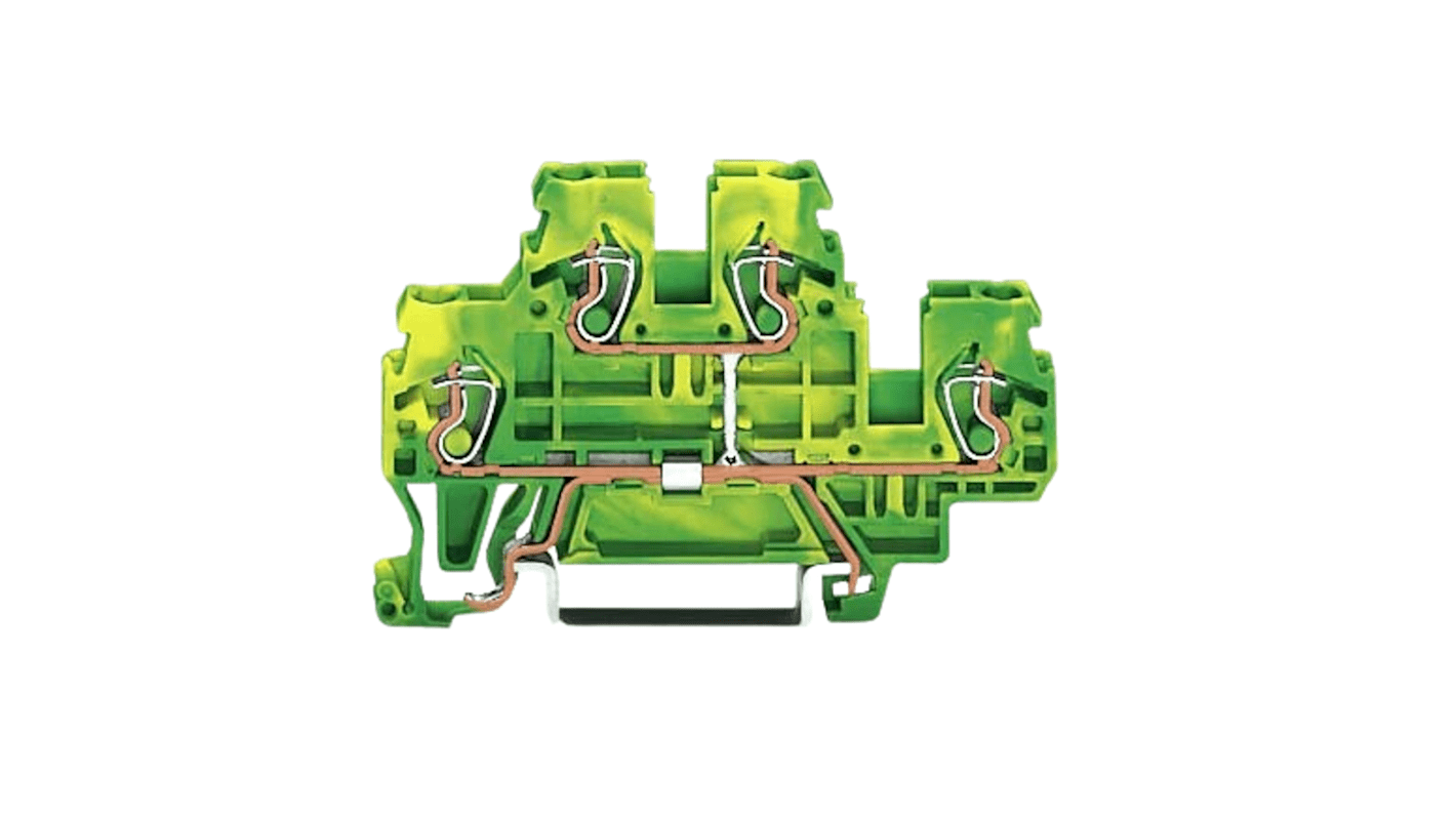 WAGO 870-507 870 Series Green/Yellow, 2.5mm², Double-Level, Cage Clamp Termination