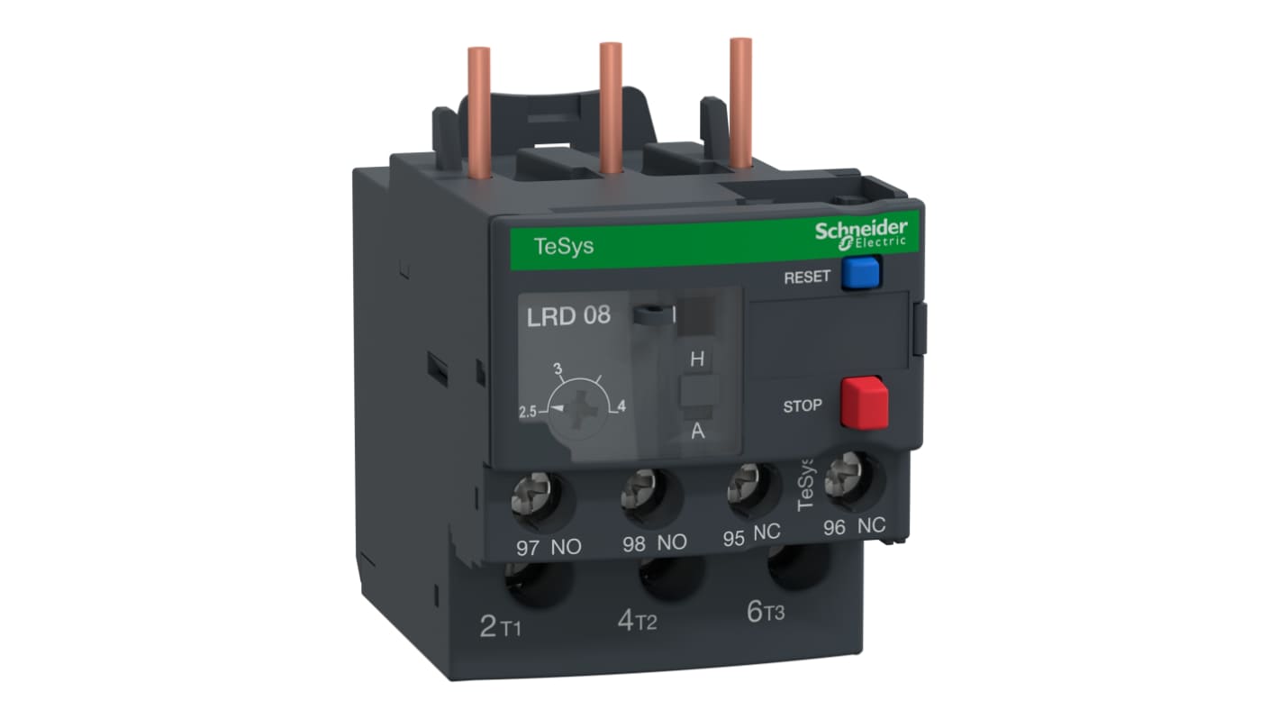 Schneider Electric LRD Overload Relay 1NO + 1NC, 2.5 → 4 A F.L.C, 4 A Contact Rating, 3P, TeSys