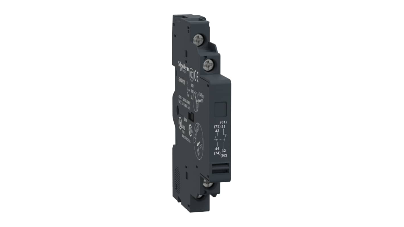 Schneider Electric Auxiliary Contact, 2 Contact, 1NC + 1NO, Side Mount, TeSys GVAN