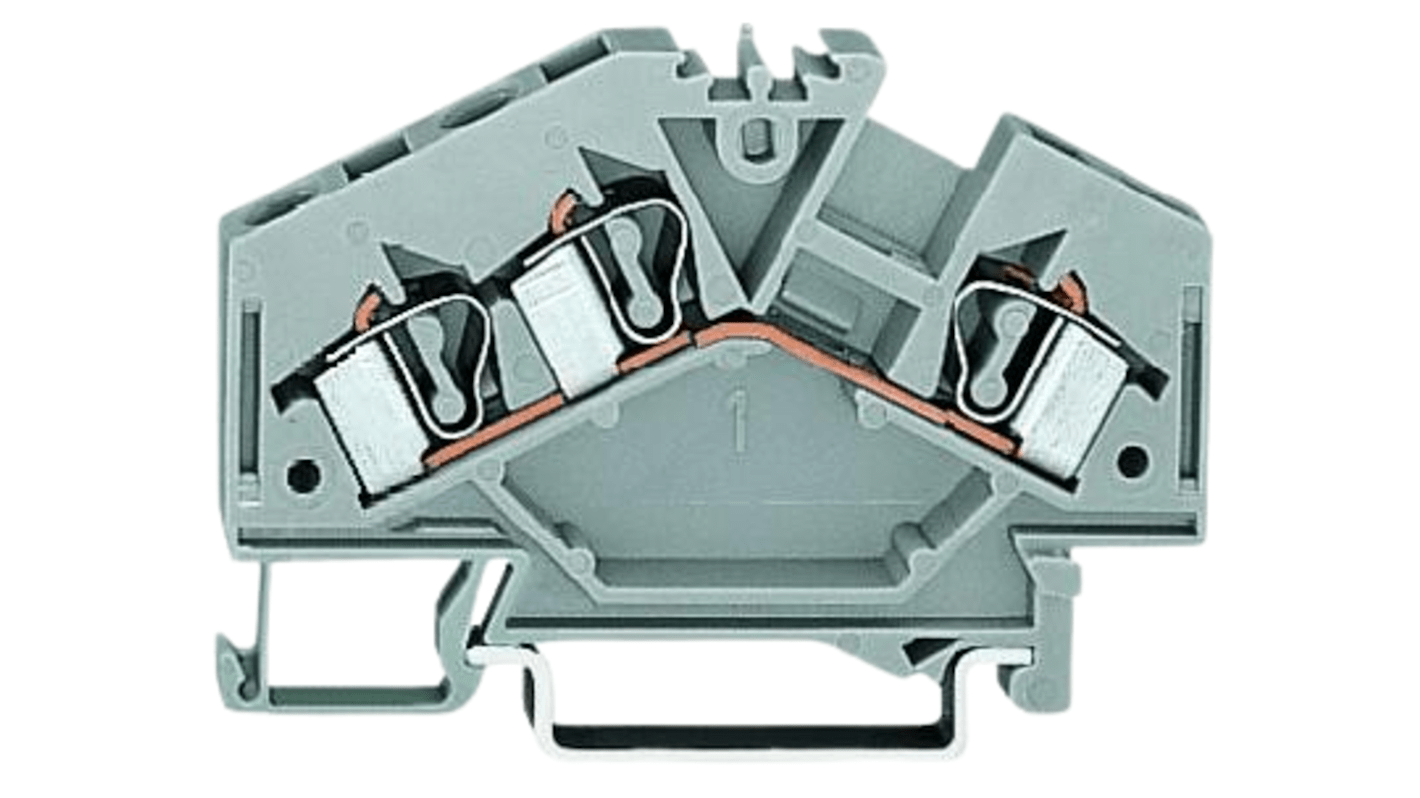 WAGO 281 Reihenklemme Einfach Grau, 4mm², 600 V / 32A, mit Käfigklemme