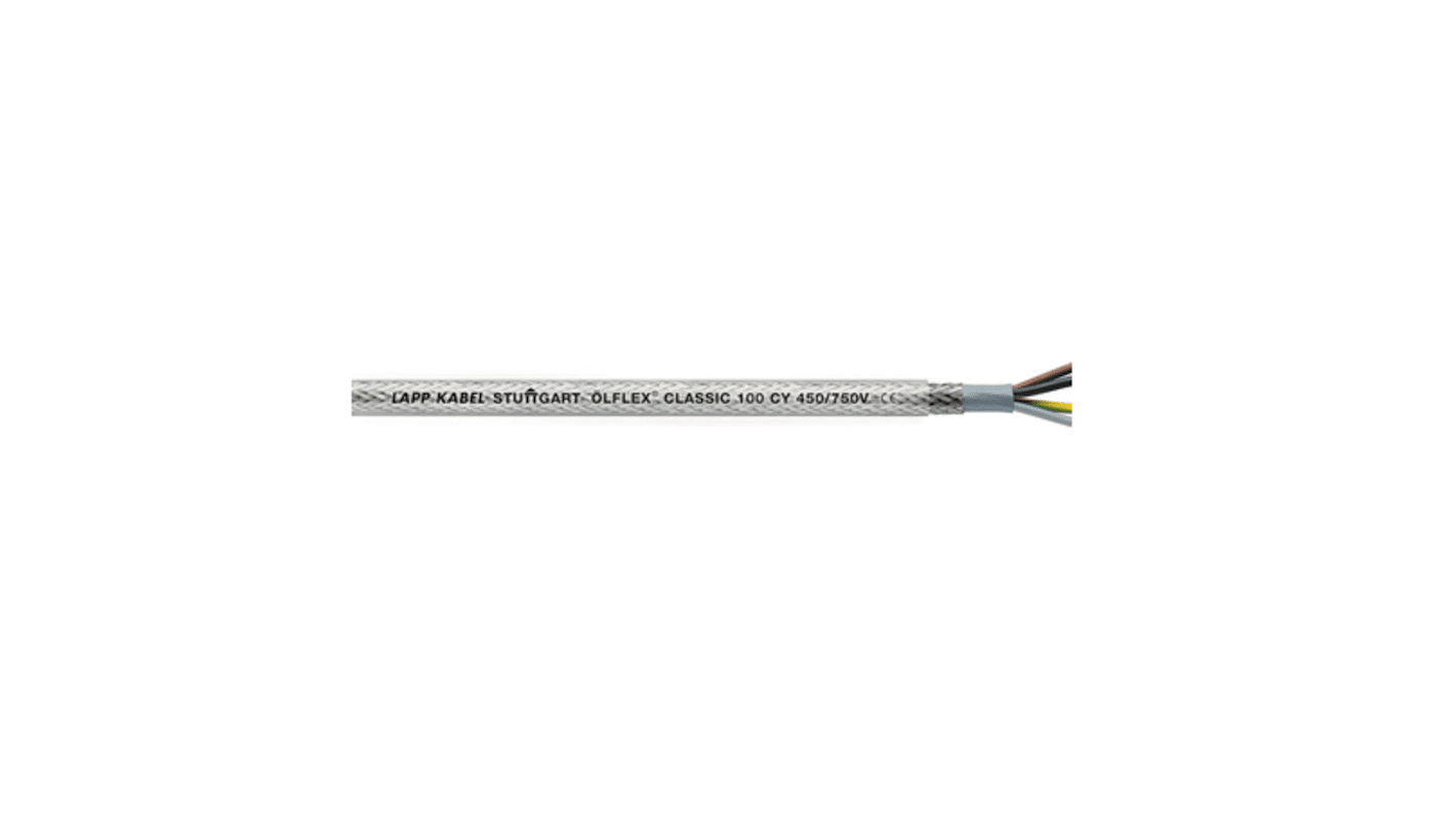 Lapp ÖLFLEX CLASSIC 100 CY Control Cable, 3 Cores, 1.5 mm², CY, Screened, 50m, Transparent PVC Sheath, 16 AWG