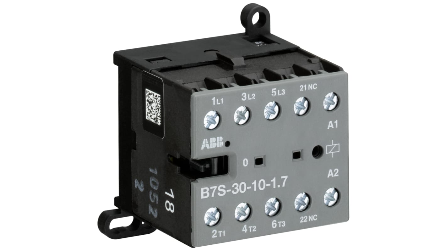 ABB B7S-30-01-1.7-71 B7S Contactor, 24 V dc Coil, 3-Pole, 20 A, 5.5 kW, 3NO, 690 V ac