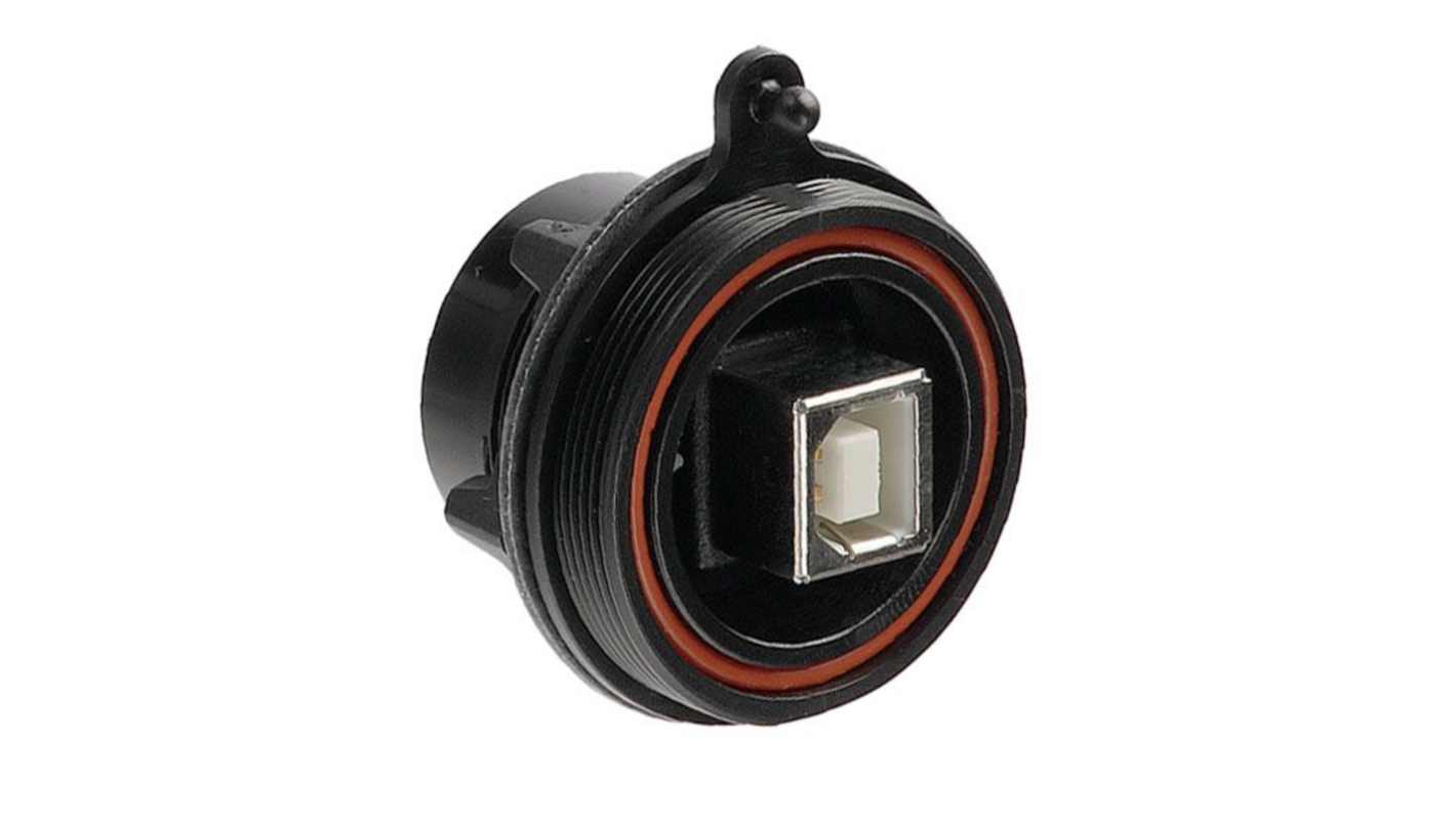 Bulgin Straight, Panel Mount, Socket Type B 2.0 IP68, IP69K USB Connector