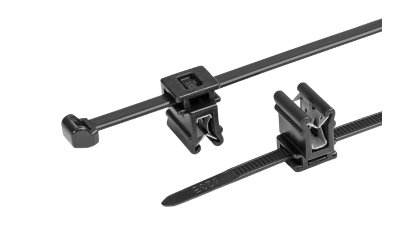 HellermannTyton Cable Tie, 200mm x 4.6 mm, Black Nylon, Pk-100