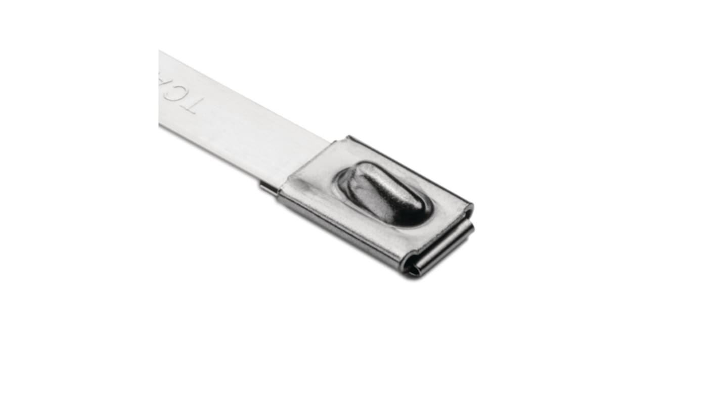 HellermannTyton Cable Tie, Roller Ball, 685mm x 7.9 mm, Metallic 304 Stainless Steel, Pk-50