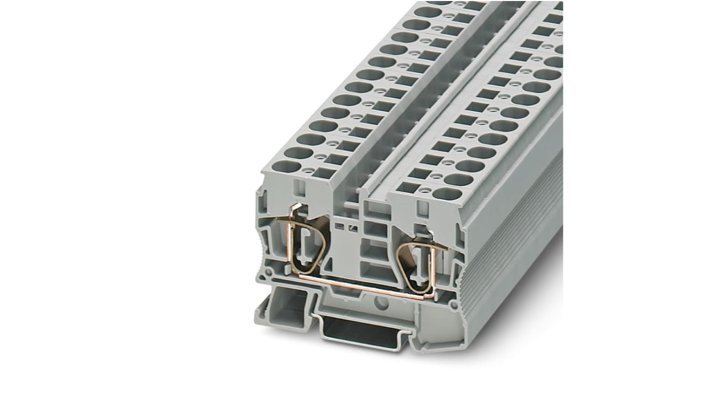 Phoenix Contact ST 10 Series Grey Feed Through Terminal Block, 1.5 → 16mm², 2-Level, Spring Clamp Termination,