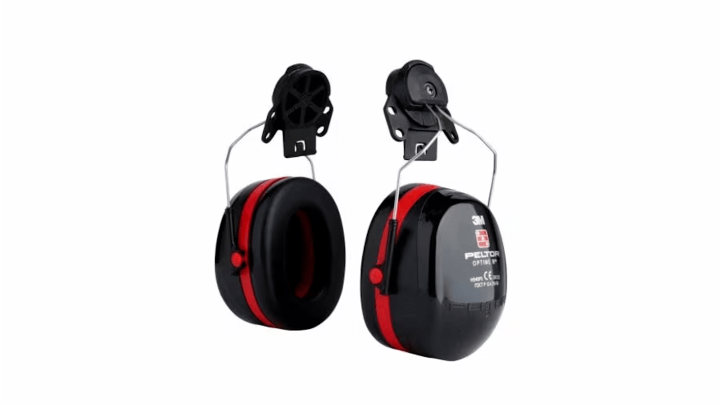 3M PELTOR Optime III Ear Defender with Helmet Attachment, 33dB, Black, Red