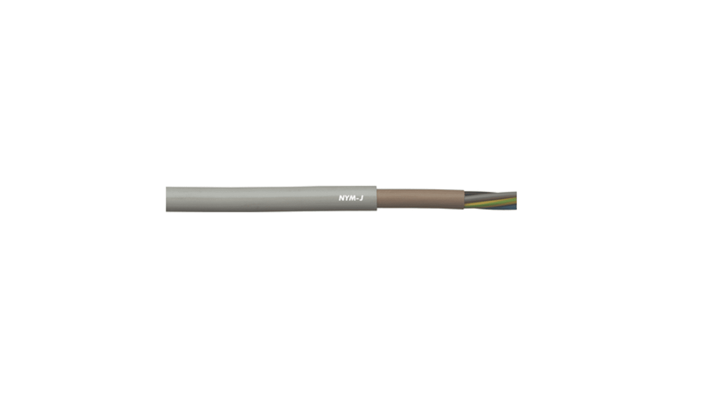 Lapp NYM-J 4 mm² 5 Core Power Cable, Grey PVC, 50m