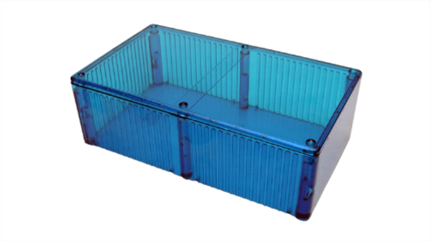 Hammond 1591 Series Transparent Blue Polycarbonate Enclosure, IP54, Transparent Blue Lid, 191 x 110 x 57mm