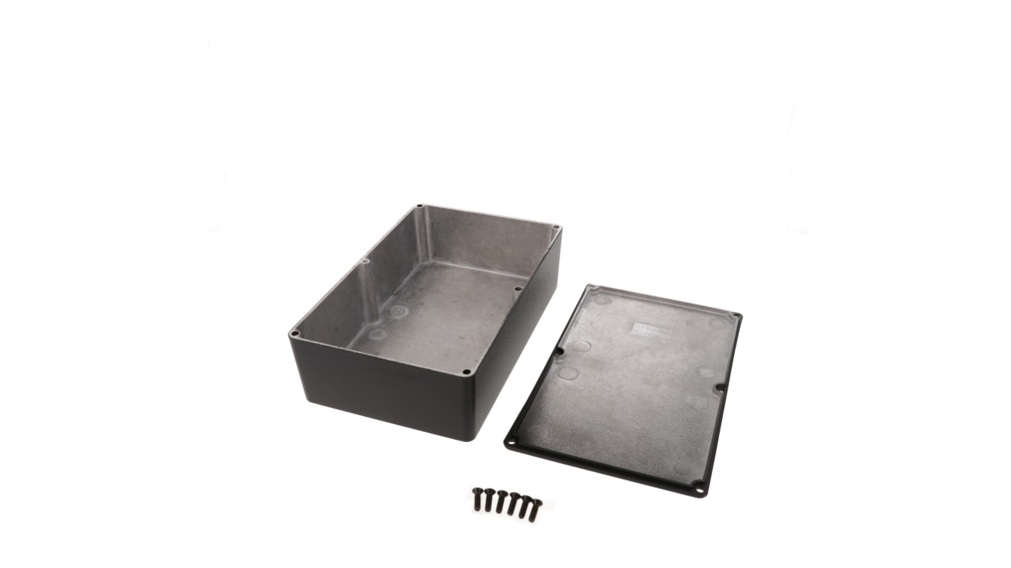 Hammond 1590 Series Black Die Cast Aluminium Enclosure, IP54, Black Lid, 187.5 x 119.5 x 52mm
