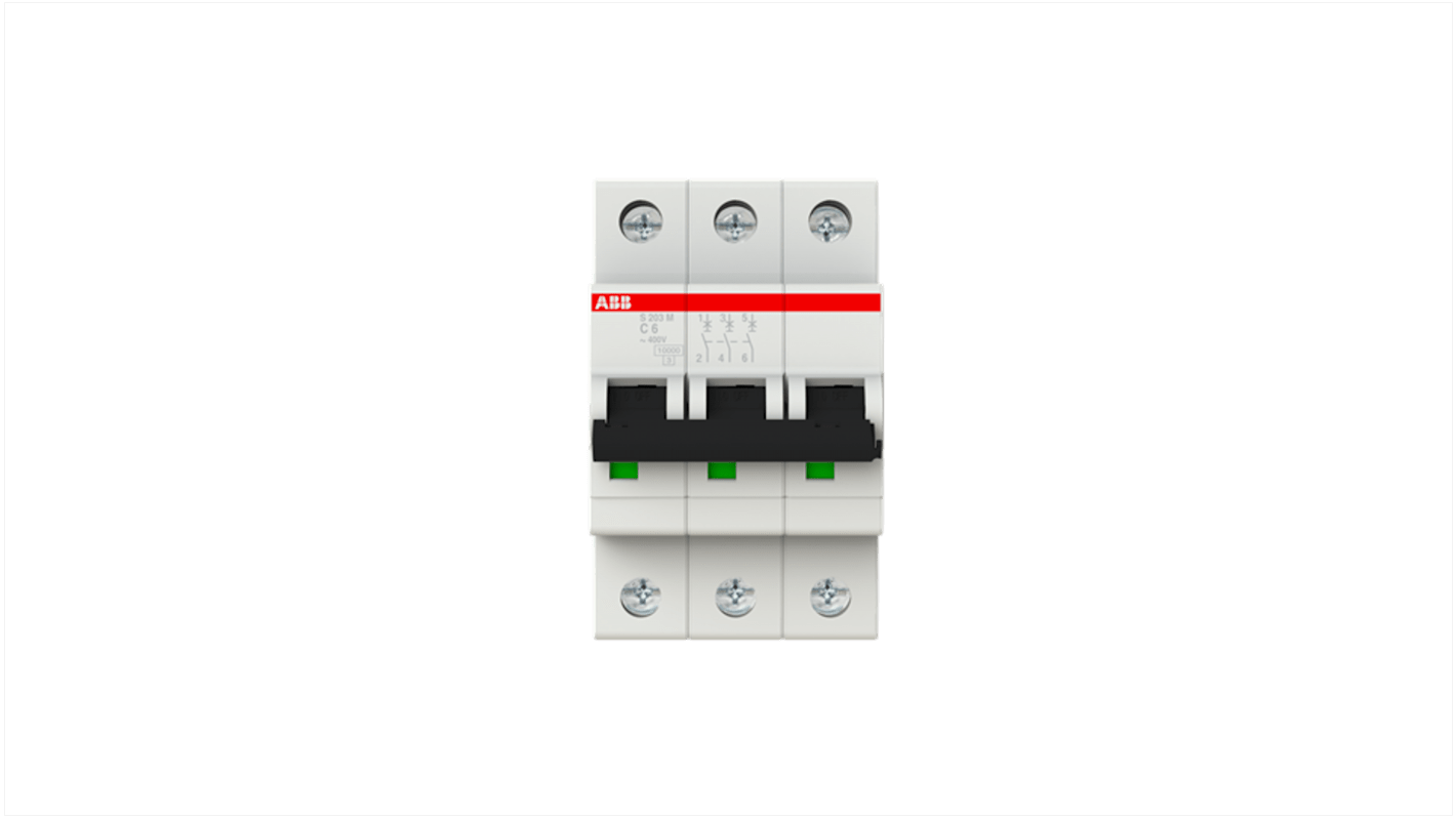Interruttore magnetotermico ABB, 3P 6A 10 kA, Tipo C