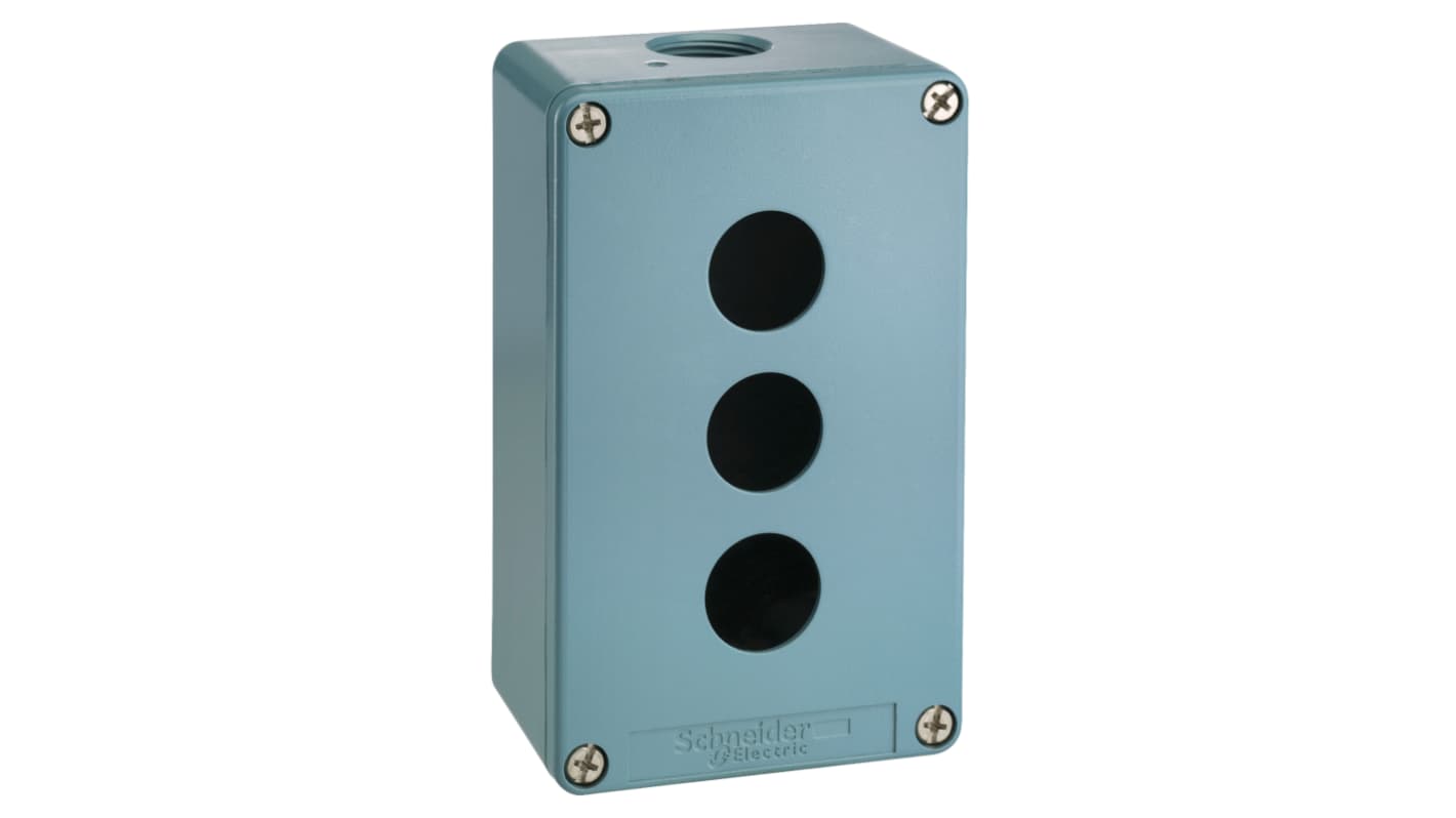 Schneider Electric Harmony XAP Drucktaster-Gehäuse, 3 x Ø 22mm, 74.5 x 130 x 80mm, Blau, Metall