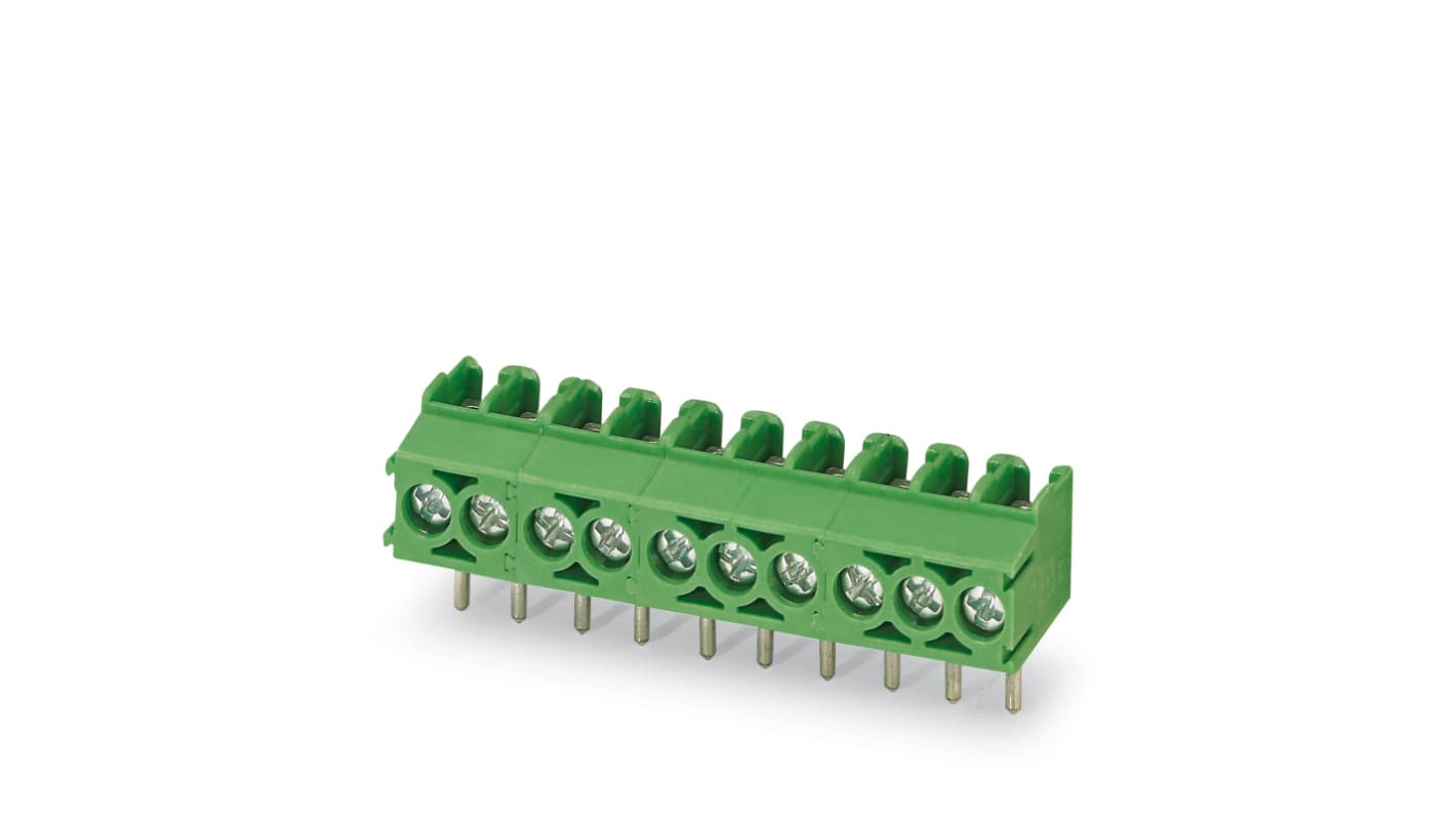 Phoenix Contact PT 1.5/ 3-3.5-V Series PCB Terminal Block, 3.5mm Pitch, Through Hole Mount, 1-Row, Solder Termination