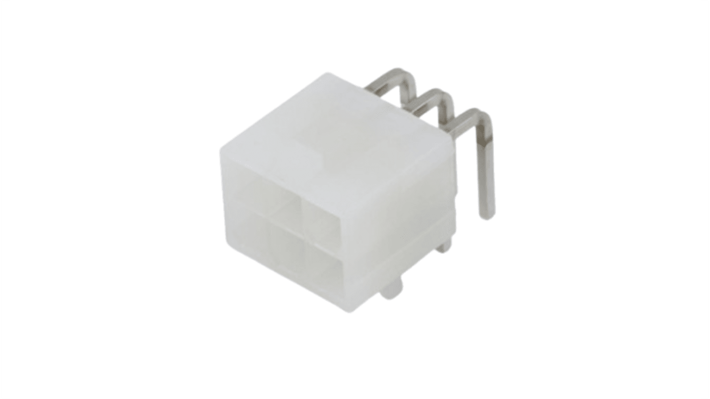 Molex 39301 Series Right Angle Through Hole PCB Header, 6 Contact(s), 4.2mm Pitch, 2 Row(s), Shrouded