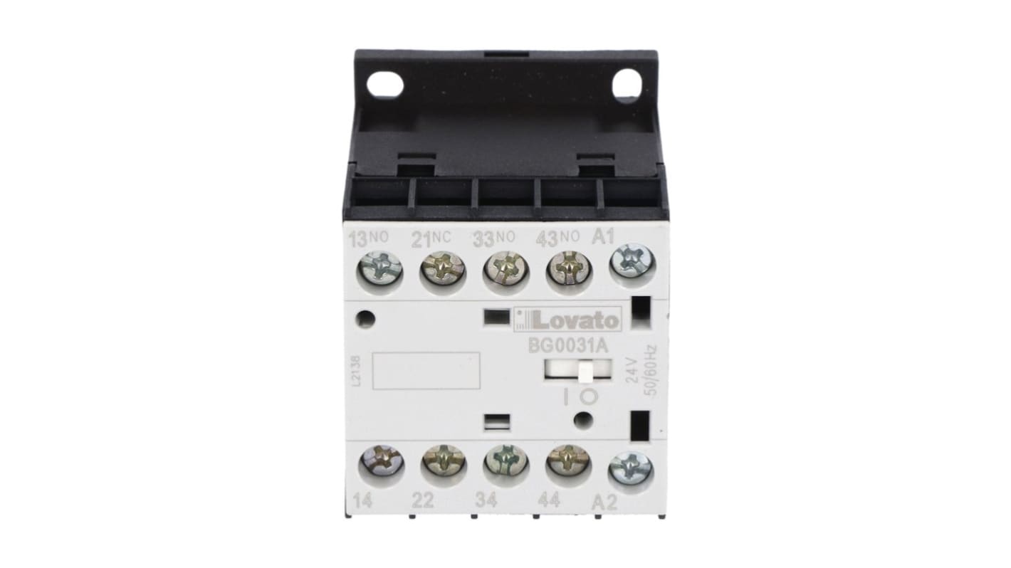 Lovato Orange BG Contactor Relay, 24 V ac Coil, 4-Pole, 10 A, 3NO + 1NC, 690 V ac