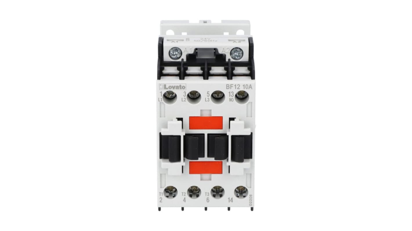 Lovato Orange BF Contactor, 24 V ac Coil, 3-Pole, 12 A, 5.5 kW, 3NO, 440 V ac