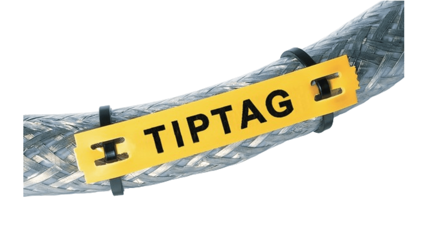 HellermannTyton TIPTAG Yellow Cable Labels, 100mm Width, 15mm Height, 120 Qty