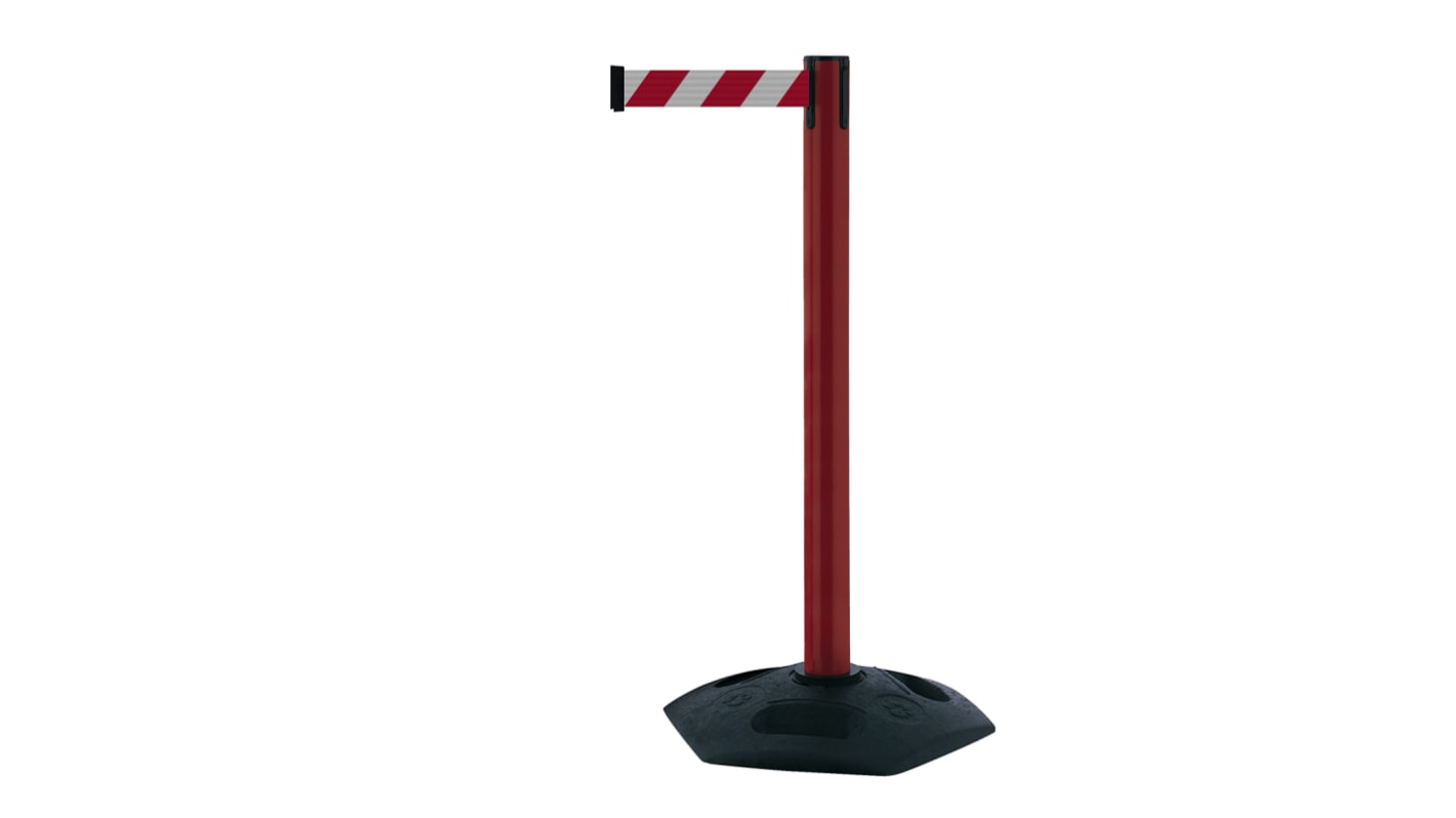 Tensator Red & White Plastic, Rubber Retractable Barrier, 3.65m, Red, White Tape