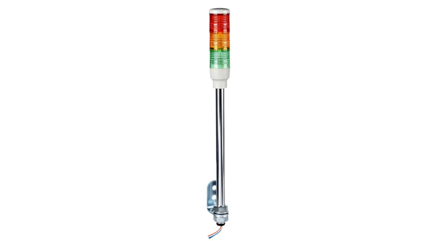 Schneider Electric Harmony XVC4 Series Red/Green/Amber Signal Tower, 3 Lights, 24 V ac/dc, Tube Mount