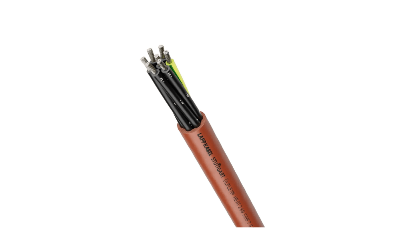 Lapp ÖLFLEX HEAT 180 SiHF Control Cable, 7 Cores, 1 mm², YY, Unscreened, 50m, Red Silicone Sheath, 17 AWG