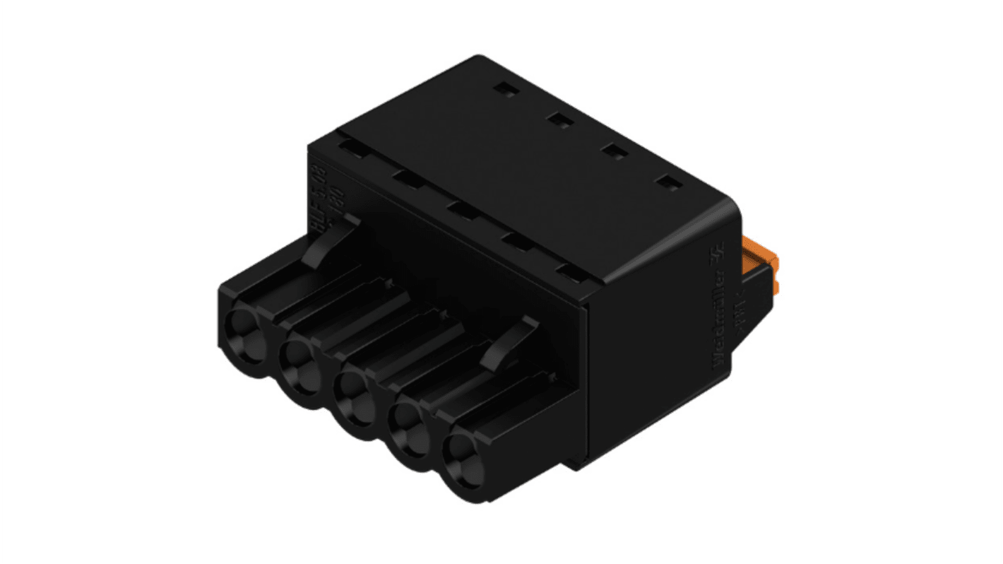 Weidmuller, 5.08mm Pitch, BL 5.08, 5 Way, , Pluggable Terminal Block, Plug, Cable Mount, Push In Termination, 1013460000