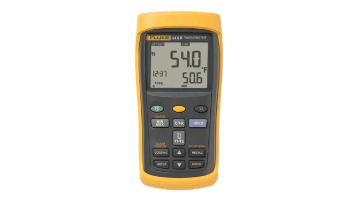 Termometr cyfrowy E, J, K, N, R, S, T liczba wejść 2 +1767°C Przewodowy rozdzielczość 0,1°C, skala: °F/°C Fluke