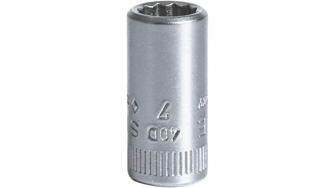 STAHLWILLE 1/4 in Drive 7mm Standard Socket, 12 point, 23 mm Overall Length