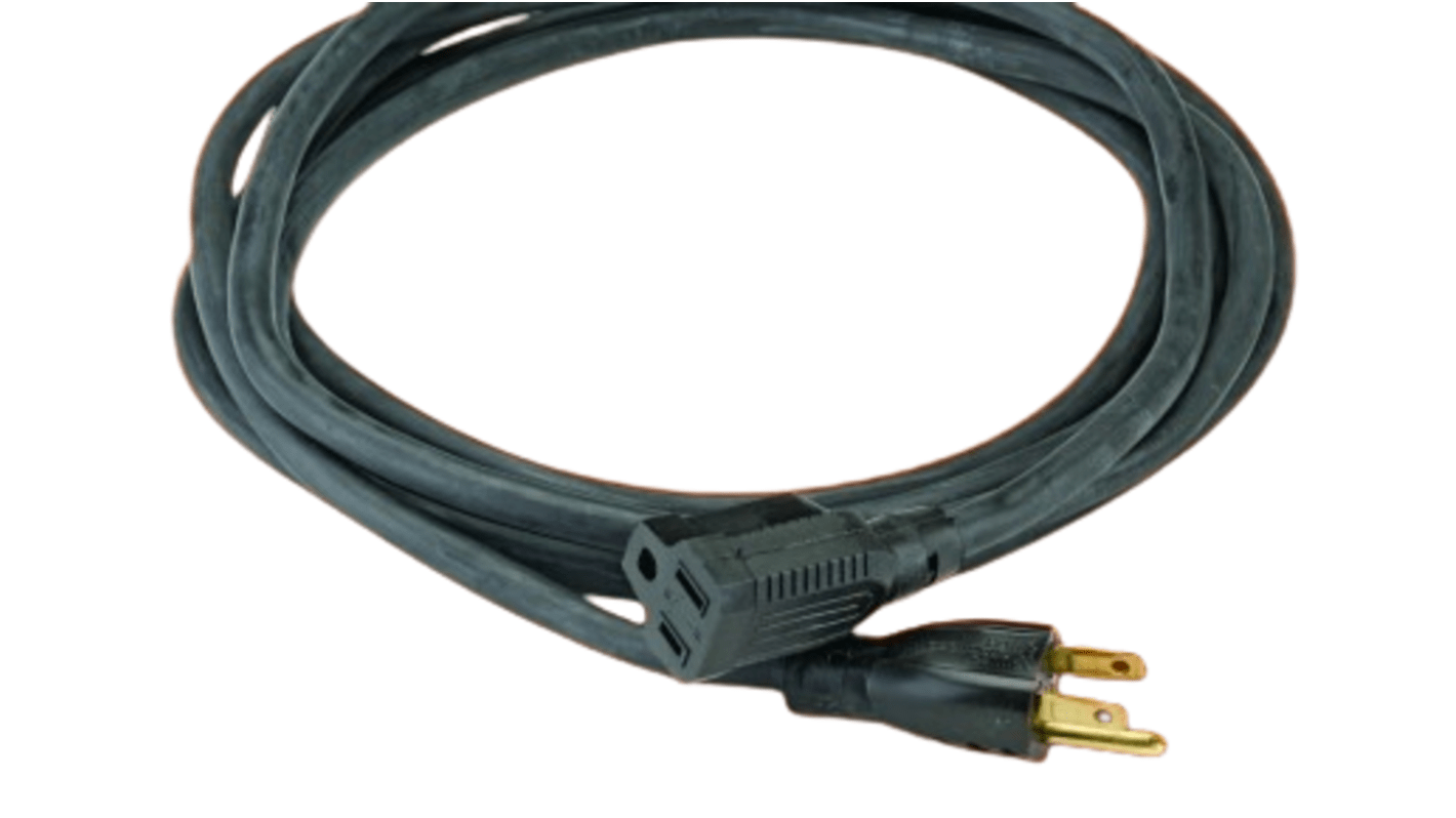 Alpha Wire Alpha Essentials Cords & Cord Sets SJT 1.32 mm² 3 Core Power Cable, Black PVC, 76m