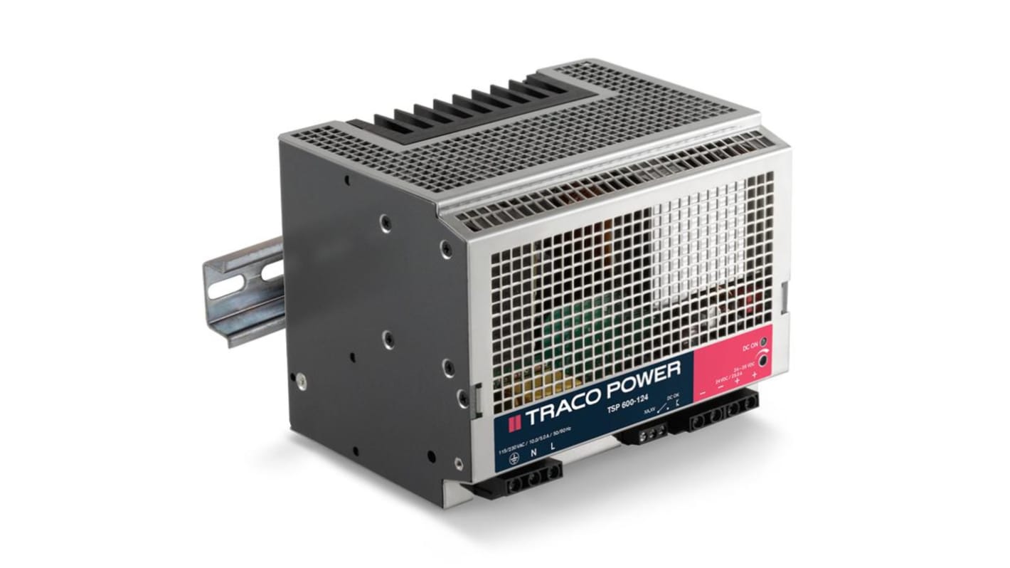 TRACOPOWER TSP Switched Mode DIN Rail Power Supply, 85 → 132V ac ac Input, 24V dc dc Output, 25A Output, 600W