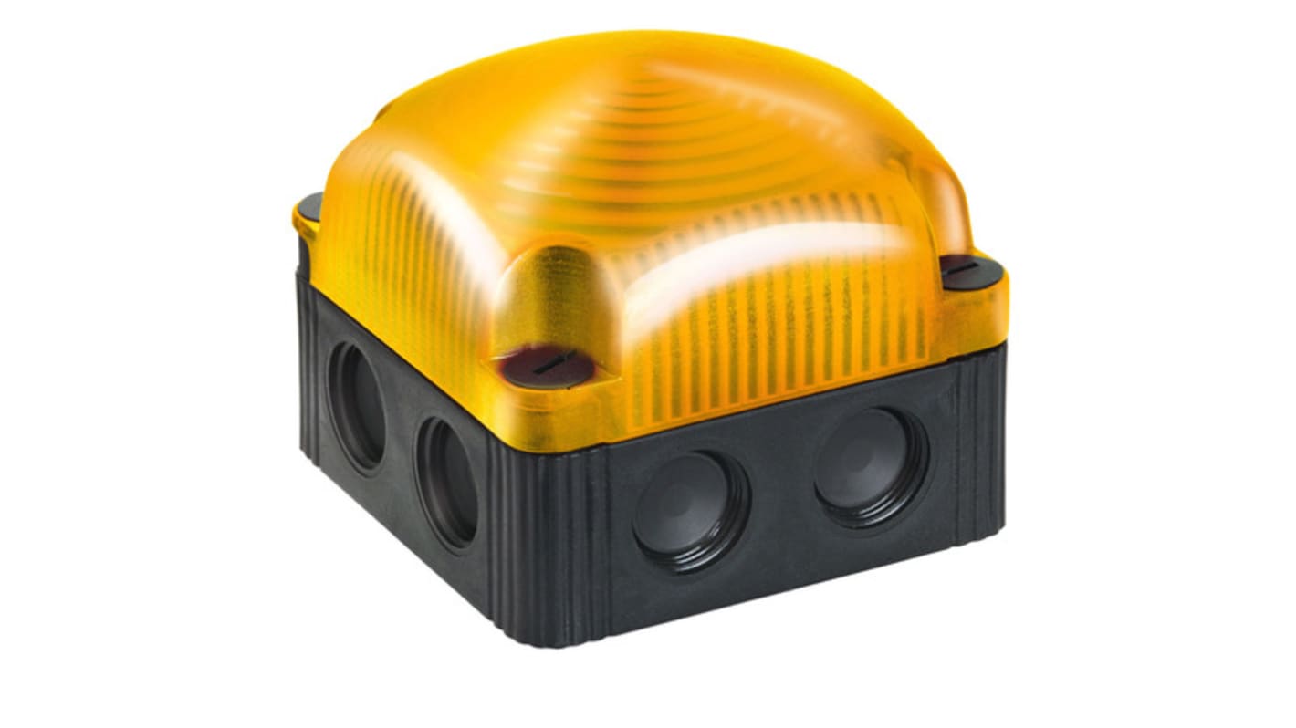Werma BWM 853 Series Yellow Flashing Beacon, 115 → 230 V ac, Surface Mount, Wall Mount, LED Bulb, IP66, IP67