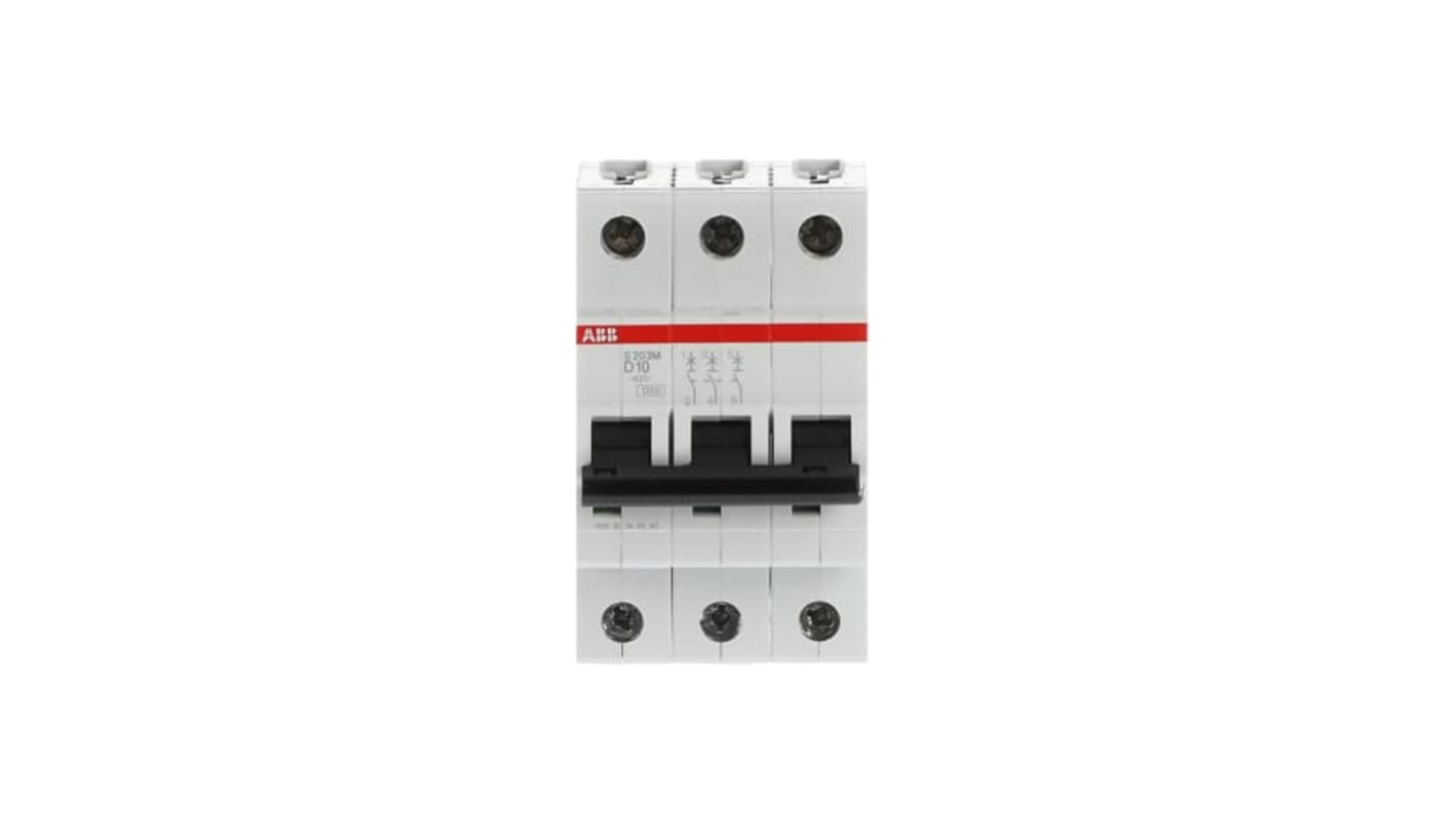 Interruttore magnetotermico ABB, 3P 10A 10 kA, Tipo D