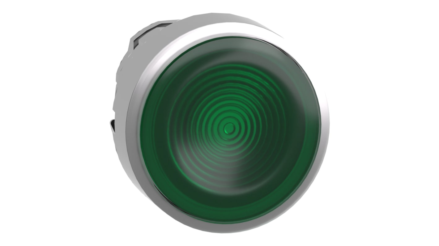 Schneider Electric 带灯绿色圆形按钮头, Φ22mm开孔, Φ28.5mm按钮, 弹簧复位, IP66, IP67, IP69K, Harmony XB4系列