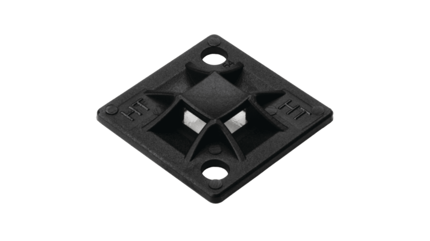 HellermannTyton Self Adhesive Black Cable Tie Mount 40 mm x 40mm, 8.4mm Max. Cable Tie Width