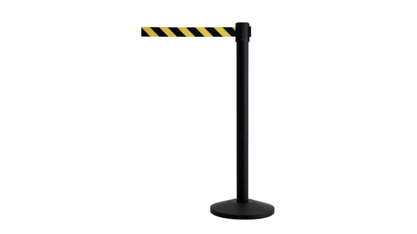 Tensator Black & Yellow Steel Retractable Barrier, 2.3m, Yellow/Black Tape