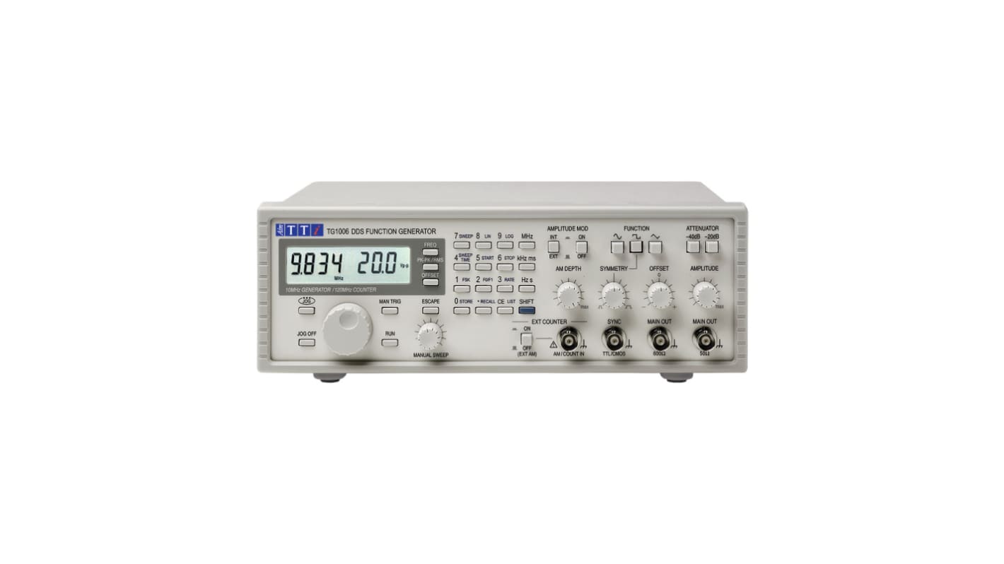 Aim-TTi TG1006 Function Generator & Counter, 1mHz Min, 10MHz Max, FM Modulation, Variable Sweep