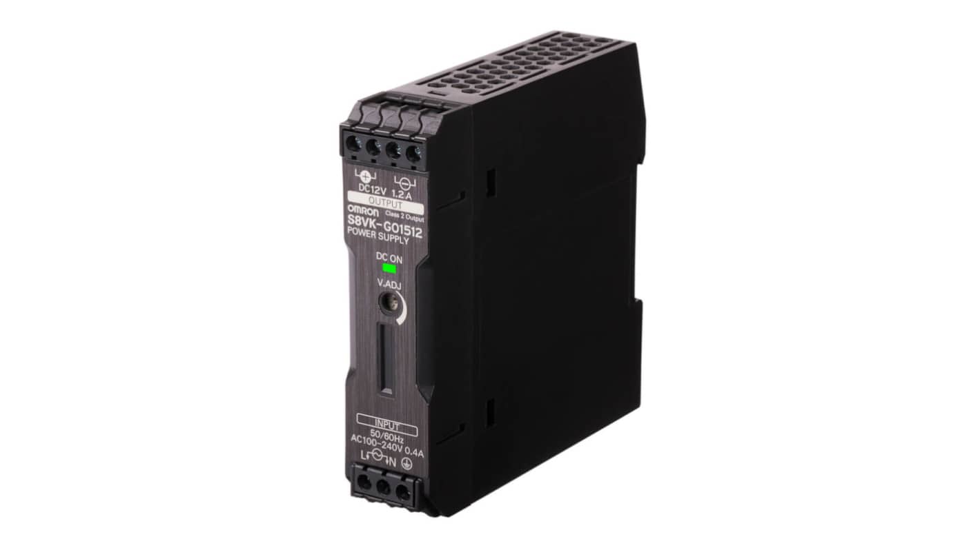 Omron S8VK Switched Mode DIN Rail Power Supply, 100 → 240 V ac / 90 → 350V dc ac, dc Input, 12V dc dc