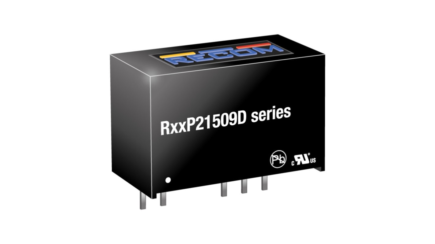 Recom R12 DC/DC-Wandler 2W 12 V dc IN, -9 V dc, 15V dc OUT / -111mA Durchsteckmontage 6.4kV dc isoliert