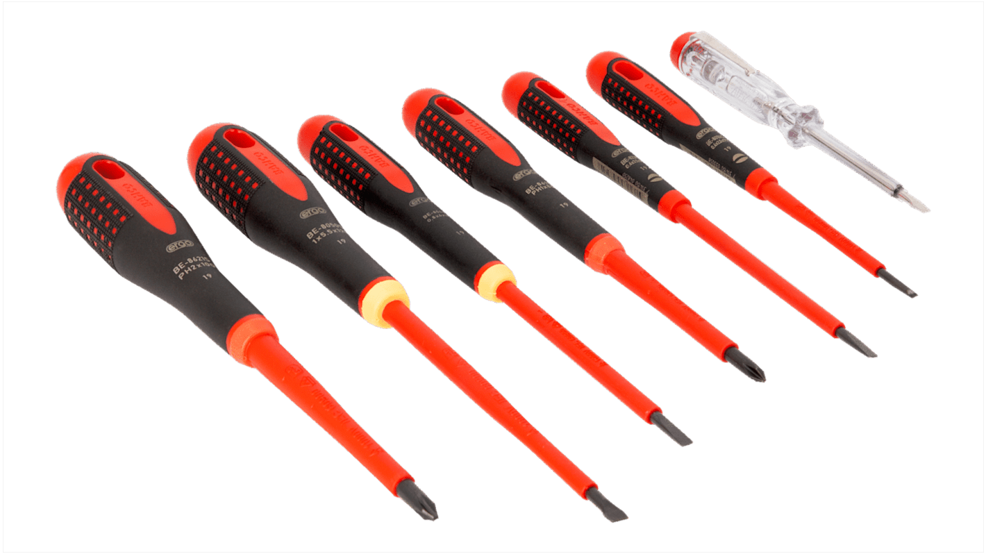 Bahco Pozidriv, Slotted Insulated Screwdriver Set, 8-Piece