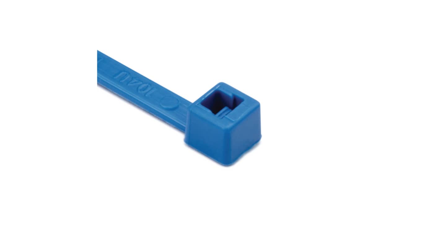 HellermannTyton Cable Tie, High Chemical Resistance, 150mm x 3.5 mm, Blue ETFE, Pk-100