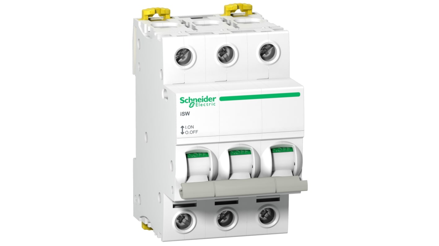 Schneider Electric 3P Pole DIN Rail Isolator Switch - 100A Maximum Current, IP20