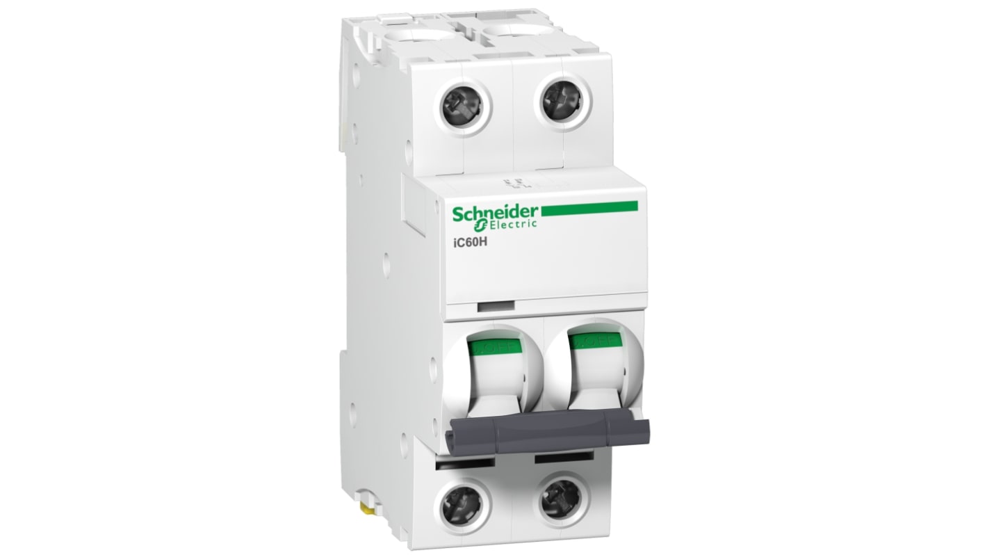 Schneider Electric Acti 9 iC60H MCB, 2P, 10A Curve D, 440V AC, 100 → 133V DC, 10 kA Breaking Capacity