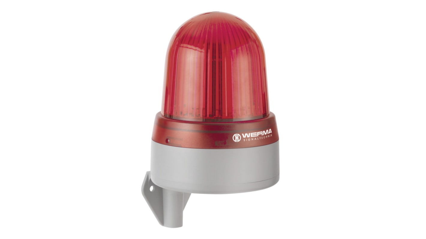 Werma 433 LED Blitz-Licht Alarm-Leuchtmelder Rot / 108dB, 10 → 48 V ac/dc