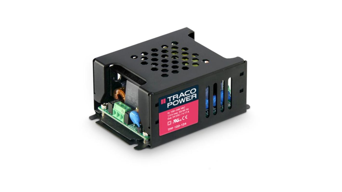 Alimentatore switching TRACOPOWER TPP 100-124, 100W, ingresso 90 → 264V ca, uscita 24V cc, 4.17A TPP 100