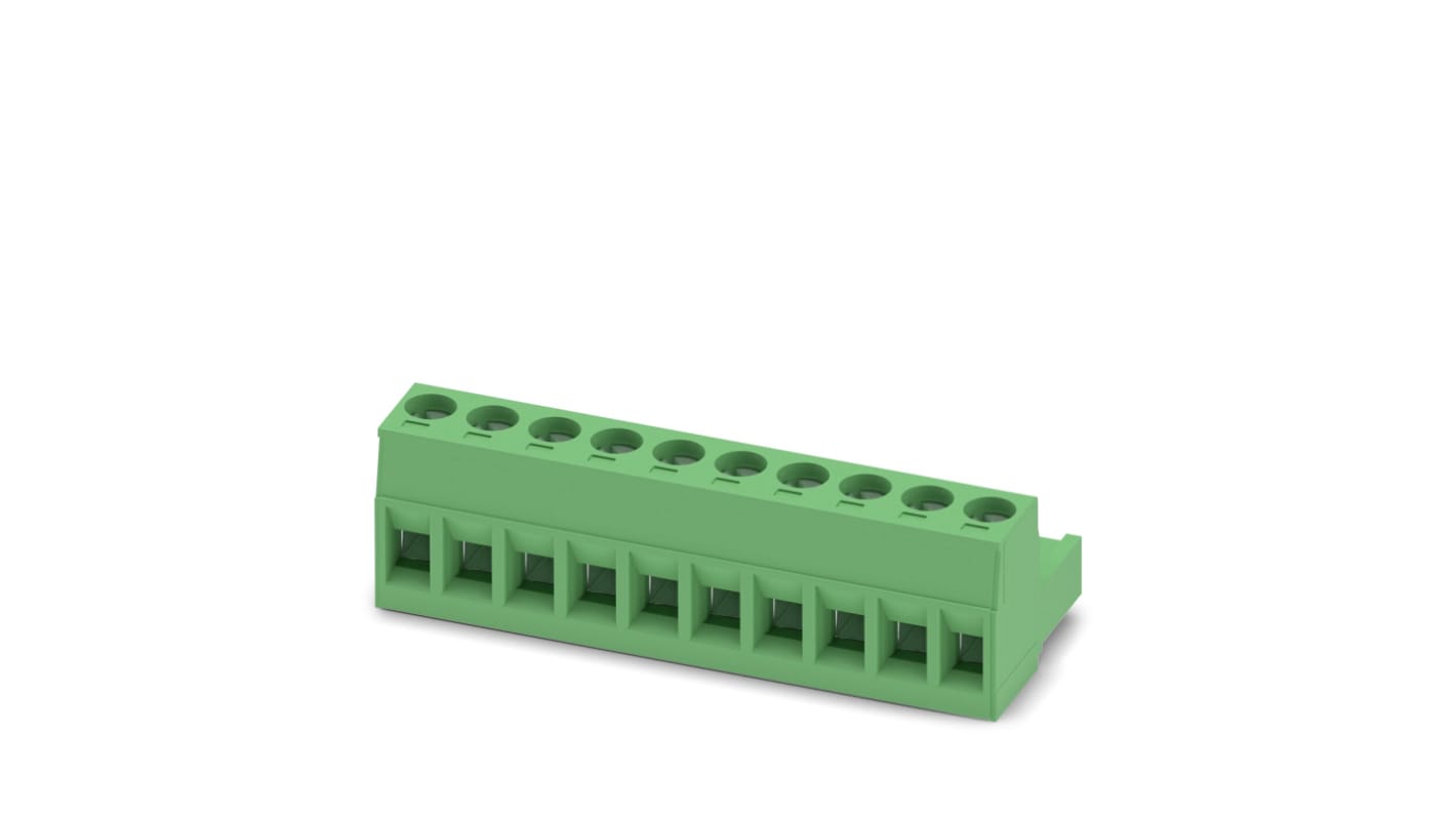 Phoenix Contact 5mm Pitch 10 Way Pluggable Terminal Block, Plug, Plug-In, Screw Termination