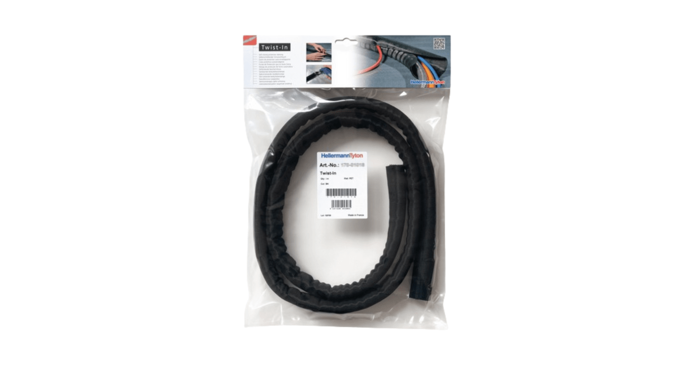 HellermannTyton Braided PET Black Cable Sleeve, 5mm Diameter, 5m Length, Helagaine Series